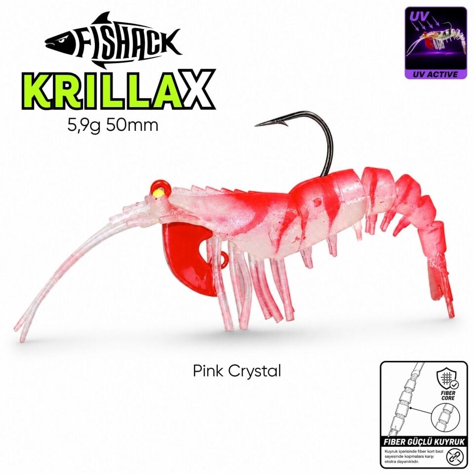 Silikon Karides Yem Fishack Krillax - UV Boyalı - 11g 70mm Pink Crystal