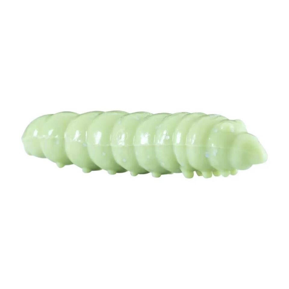 Yüzen Silikon Kurt - Glow Alabalık Yemi - 37mm - Karides Kokulu - Küf Yeşili