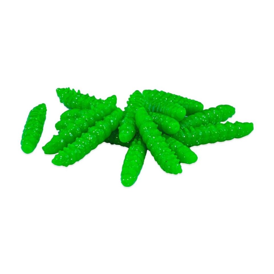 Yüzen Silikon Kurt - Glow Alabalık Yemi - 37mm - Sarımsak Kokulu - Yeşil