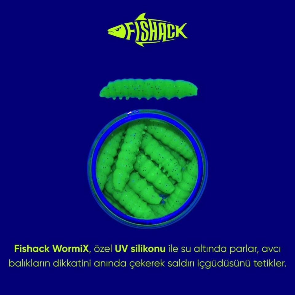 Yüzen Silikon Kurt - Glow Alabalık Yemi - 37mm - Sarımsak Kokulu - Yeşil
