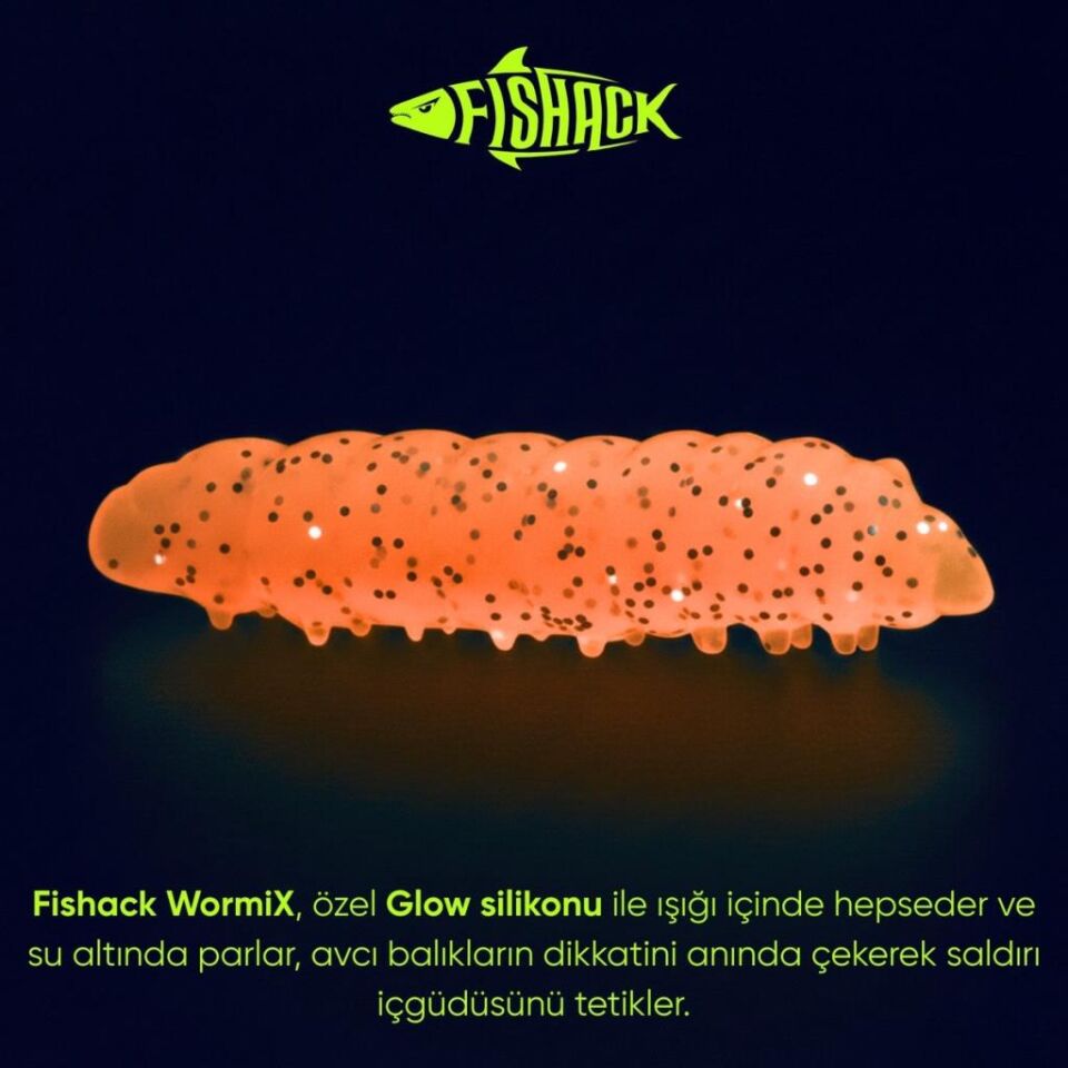 Yüzen Silikon Kurt - Glow Alabalık Yemi - 37mm - Peynir Kokulu - Turuncu