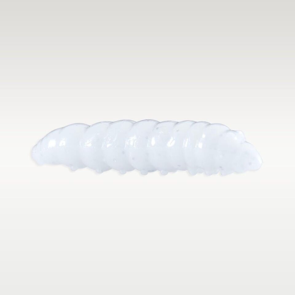 Yüzen Silikon Kurt - Glow Alabalık Yemi - 37mm - Karides Kokulu - Beyaz