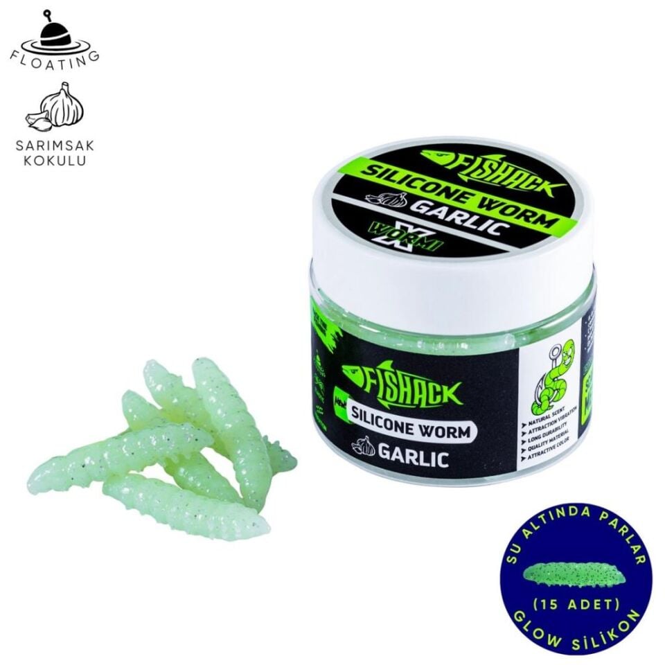 Yüzen Silikon Kurt - Glow Alabalık Yemi - 37mm - Sarımsak Kokulu - Glow