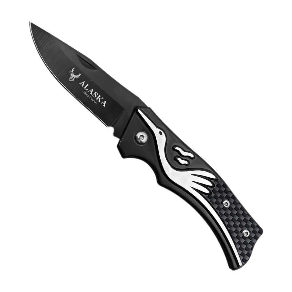 Katlanır Cep Çakısı - Karbon - SDR-001 - Leylek Motifli