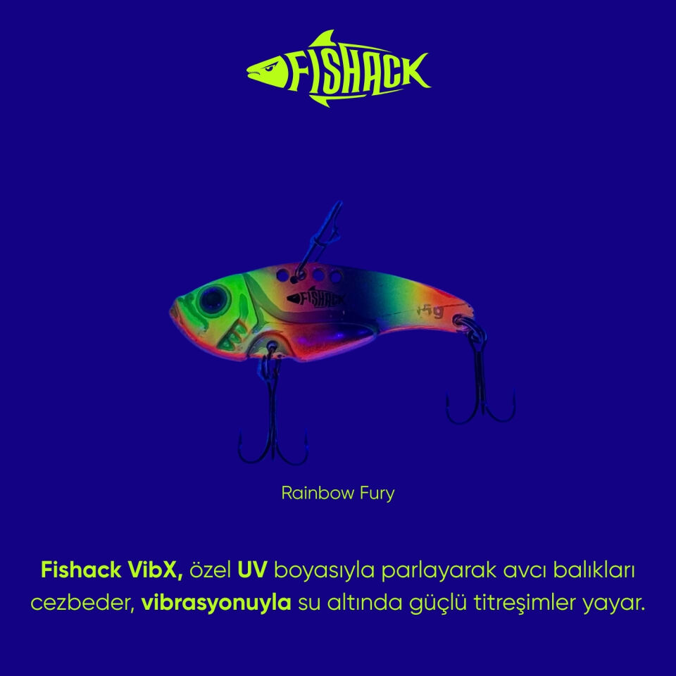Vibrasyon Yem - LRF/Spin Jig - Fishack VibraX - 15g 55mm - Rainbow Fury