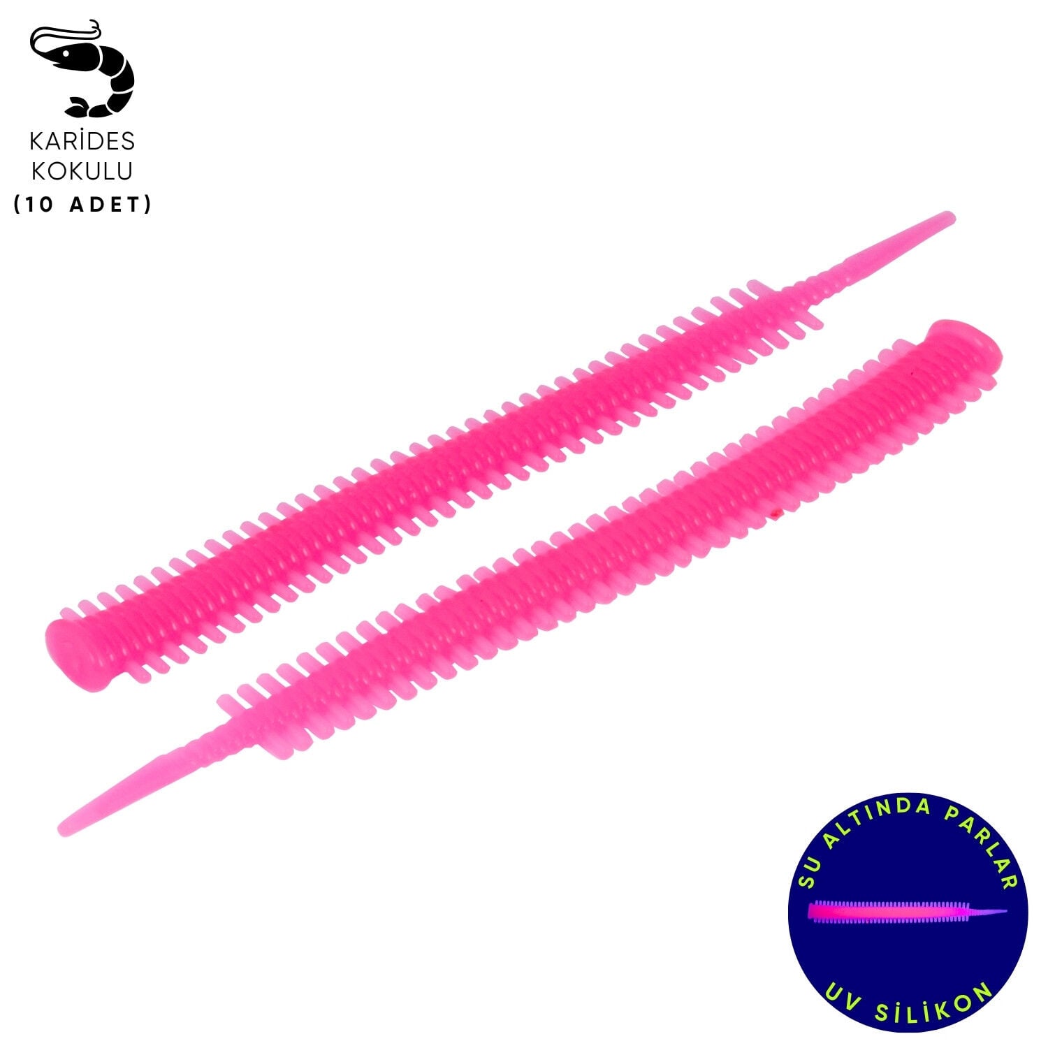 Silikon Kurt Yem - LRF Yem - 1g 70mm - Fishack Wormix - 10 Adet - Pink Glow