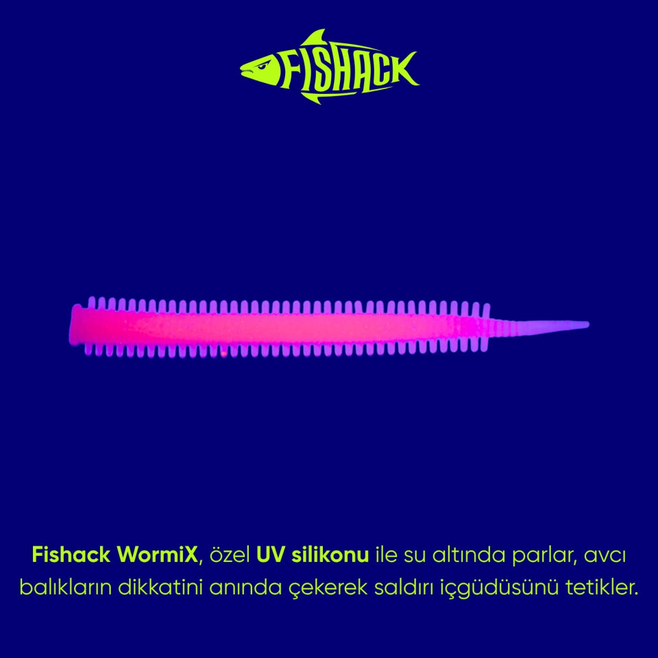 Silikon Kurt Yem - LRF Yem - 1g 70mm - Fishack Wormix - 10 Adet - Pink Glow