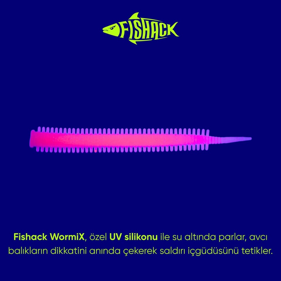 Silikon Kurt Yem - LRF Yem - 1g 70mm - Fishack Wormix - 10 Adet - Pink Glow