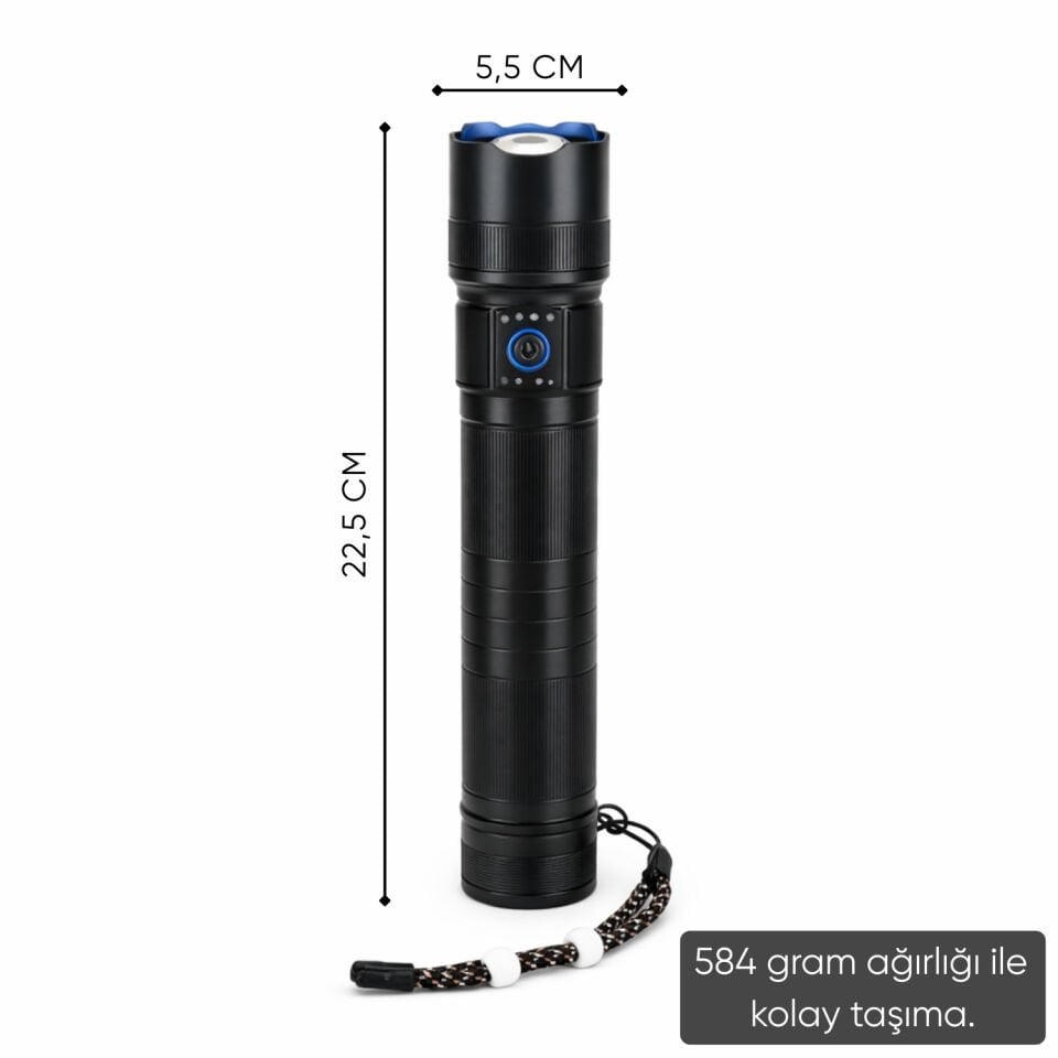 Şarj Edilebilir El Feneri - Wison - 5000 Lümen - 50 Watt