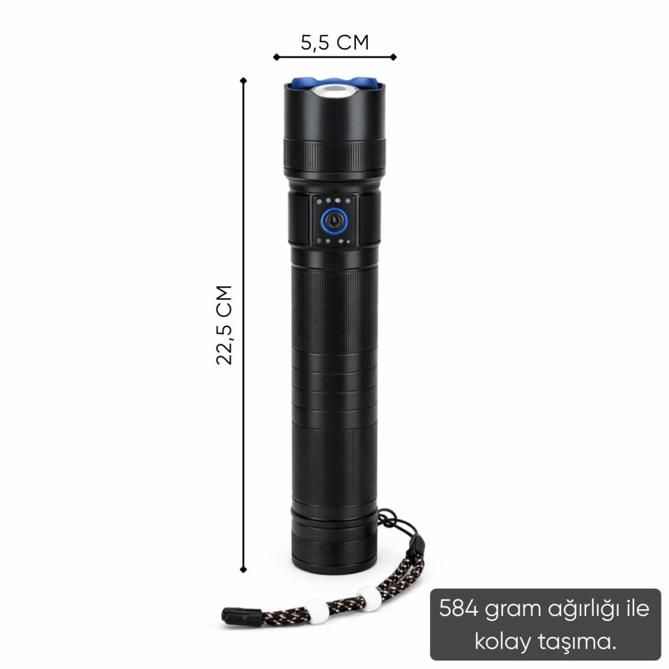 Şarj Edilebilir El Feneri - Wison - 5000 Lümen - 50 Watt