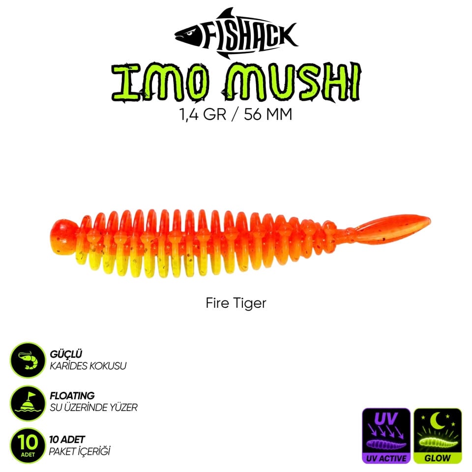 Yüzen Silikon Kurt - Fishack Imo Mushi - Karides Kokulu Kurt - 1,4g 56mm