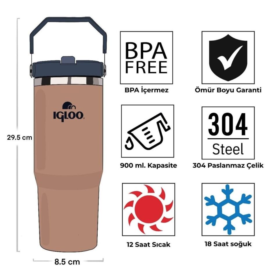 Çelik Termos - Igloo - Powder - 900ml - Kahve/Kayrak - 205788