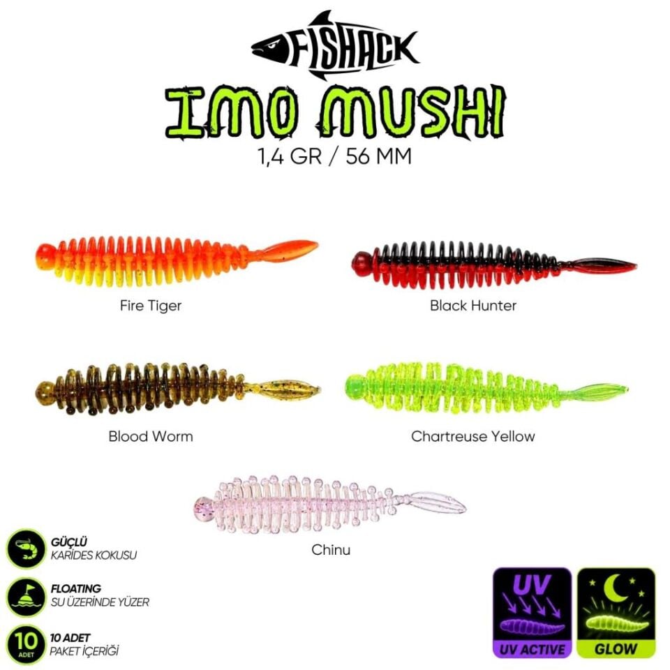 Yüzen Silikon Kurt - Fishack Imo Mushi - Karides Kokulu Kurt - 1,4g 56mm Blood Worm