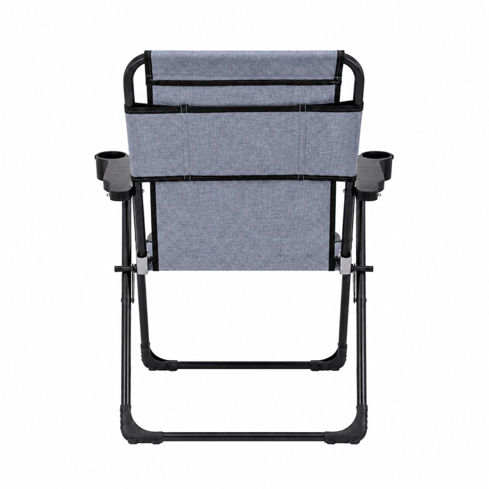 Katlanır Piknik ve Kamp Sandalyesi - Bardaklıklı - Rock Plus - Linen Mavi