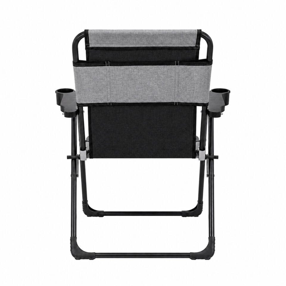 Katlanır Piknik ve Kamp Sandalyesi - Bardaklıklı - Rock Plus - Linen Gri