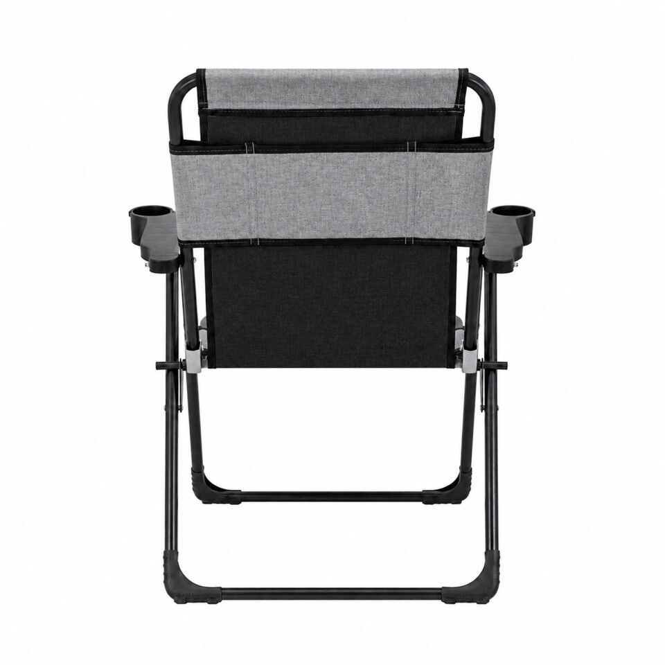 Katlanır Piknik ve Kamp Sandalyesi - Bardaklıklı - Rock Plus - Linen Gri