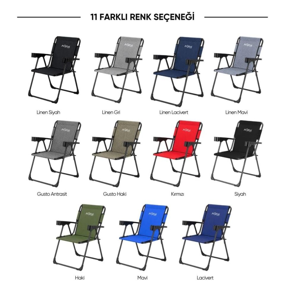 2 Adet Katlanır Kamp Sandalyesi ve Ahşap Masa Seti - Rock Plus - 140KG Taşıma Kırmızı (325)