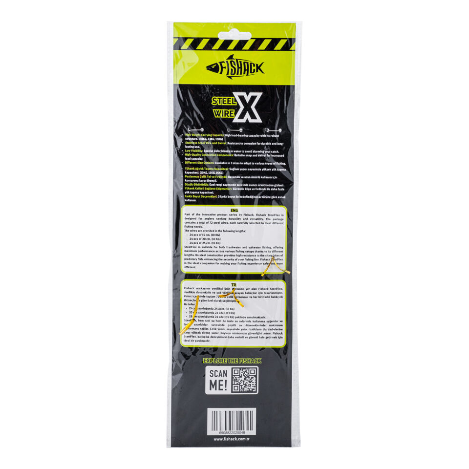 Klipsli Fırdöndülü Çelik Tel - Fishack WireX - 72'li Kartela Set