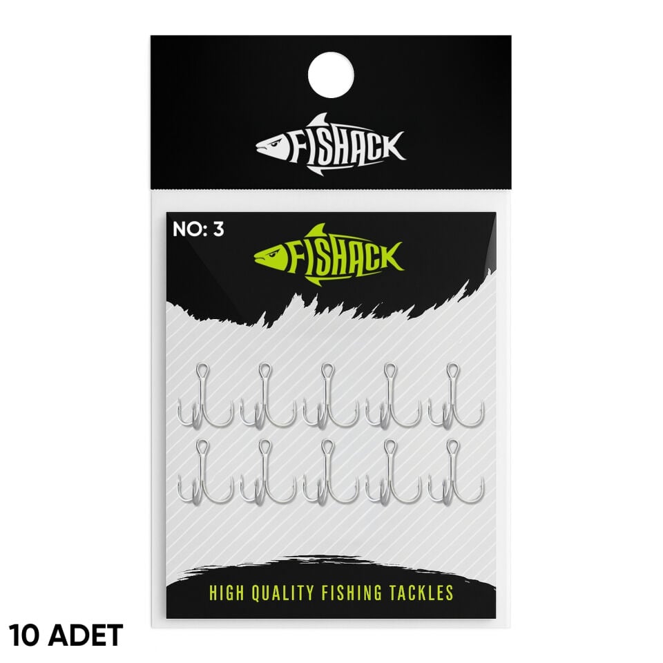 Üçlü İğne - Nikel Üçlü Kanca - Fishack 3210 - 10 Adet - No: 3