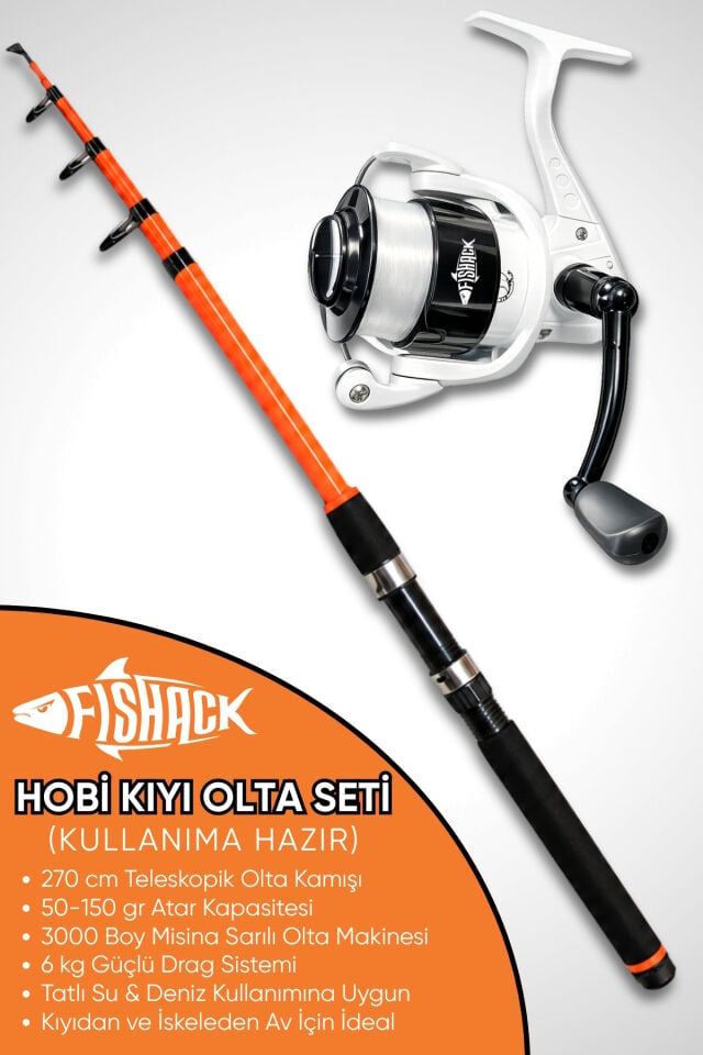 Hobi Kıyı Olta Takımı - 270cm 50-150 gr Kamış + 3000'lik Olta Makinesi (Dlp)
