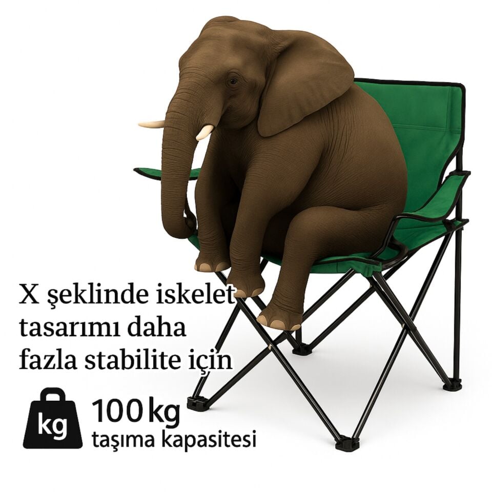 2 Adet Katlanır Kamp Sandalyesi - Piknik Plaj Sandalyesi - (DY.001) - Haki
