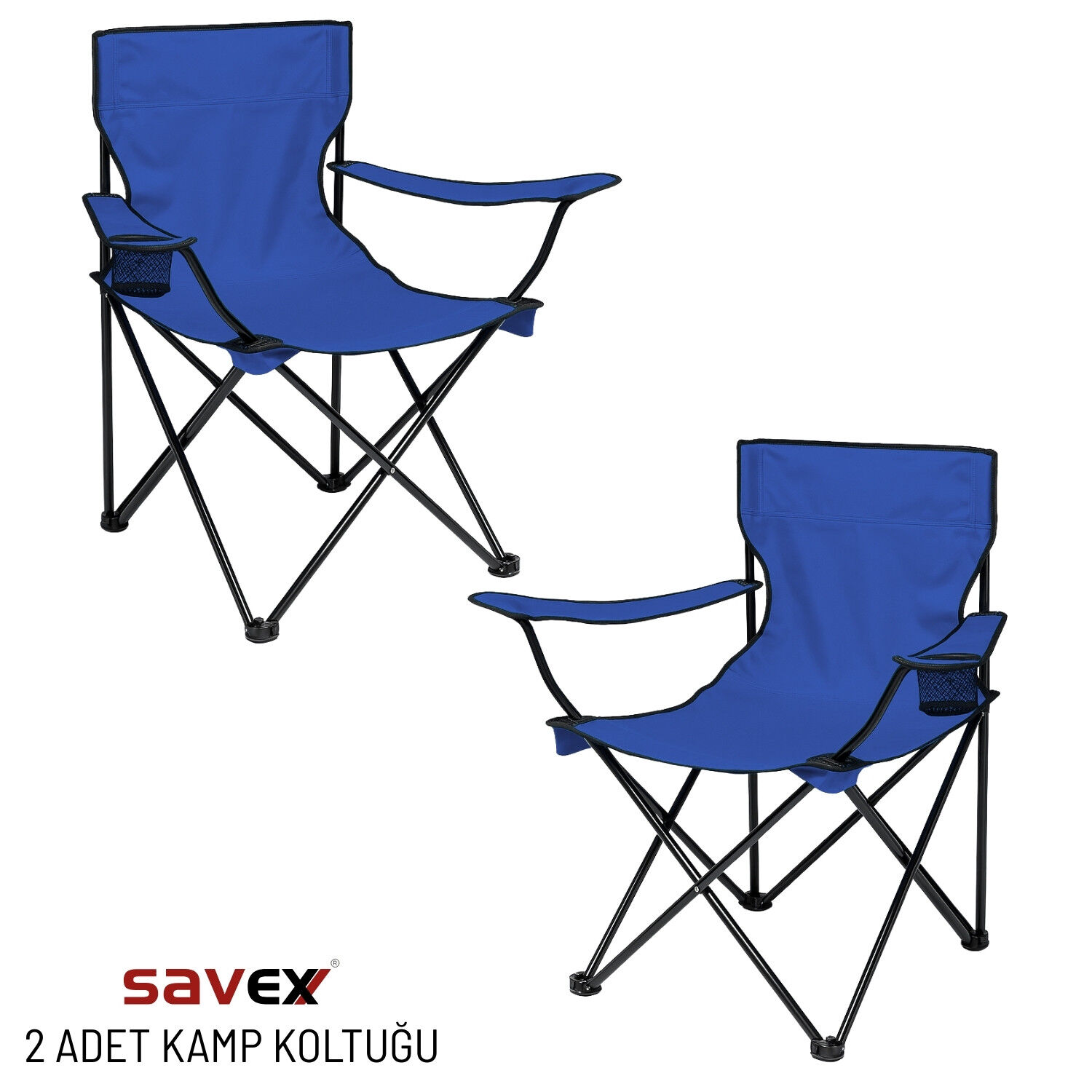 2 Adet Katlanır Kamp Sandalyesi - Piknik Plaj Sandalyesi - (DY.001) - Lacivert