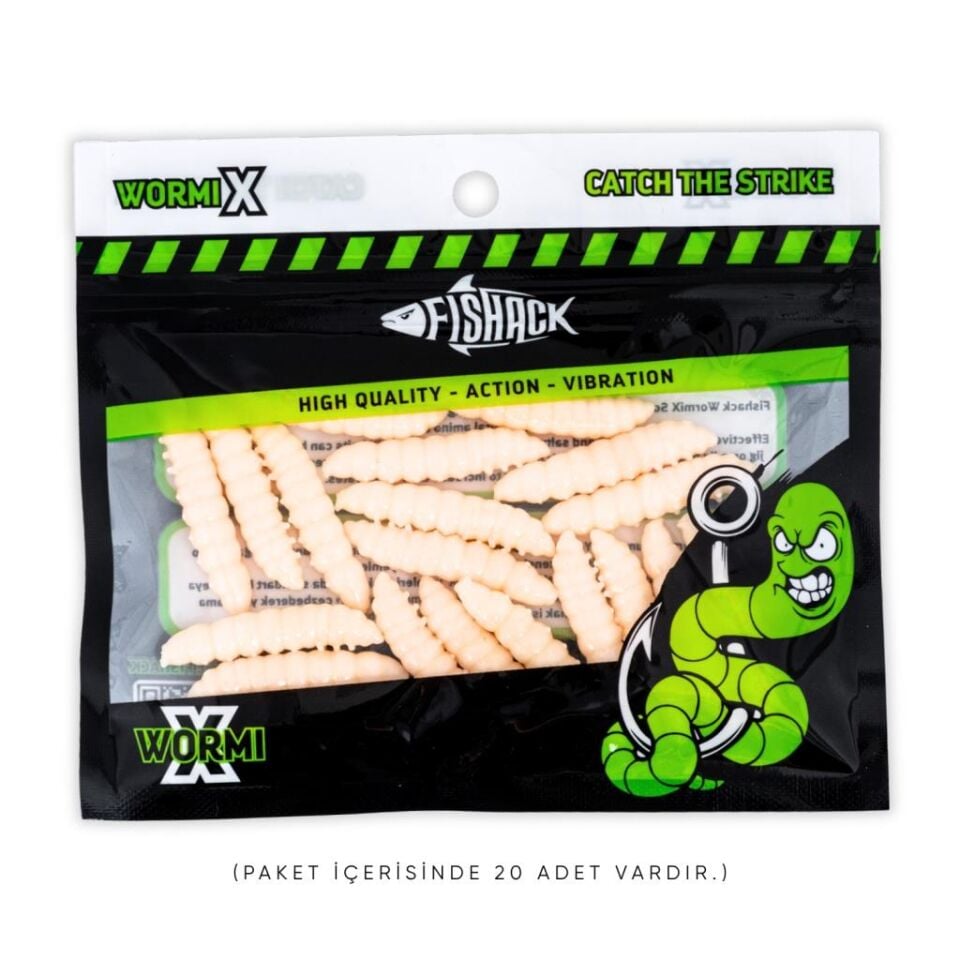Silikon Kurt Yem - Fishack - 35mm - Peynir Kokulu - 20 Adet - UV ve Glow Silikon Ekmek İçi