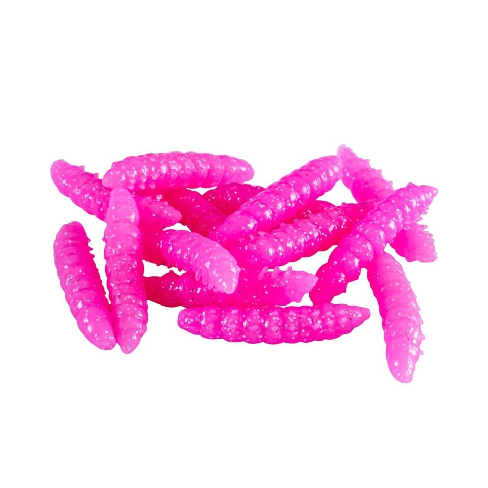 Yüzen Silikon Kurt - Glow Alabalık Yemi - 37mm - Sarımsak Kokulu - Pembe