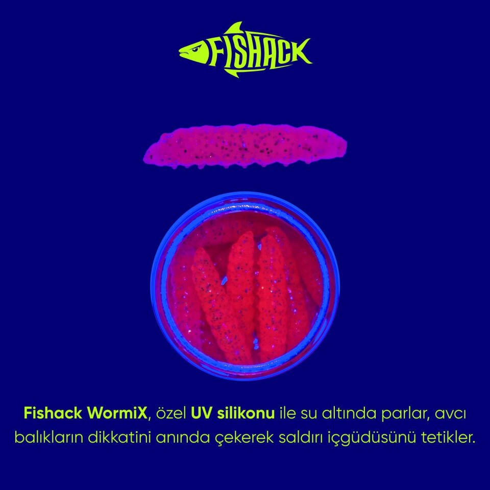Yüzen Silikon Kurt - Glow Alabalık Yemi - 37mm - Sarımsak Kokulu - Pembe