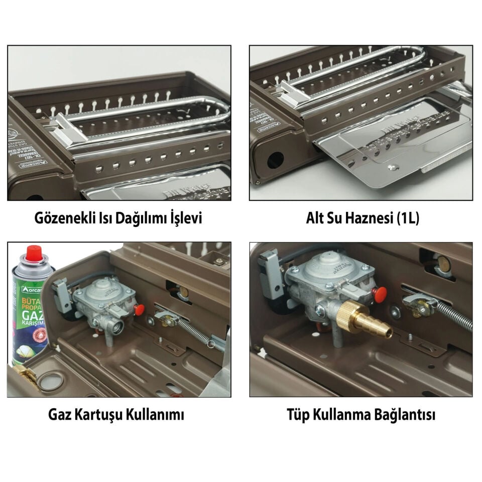 Dumansız Portatif Izgara Ocak - Orcamp - Bej (CK-507)