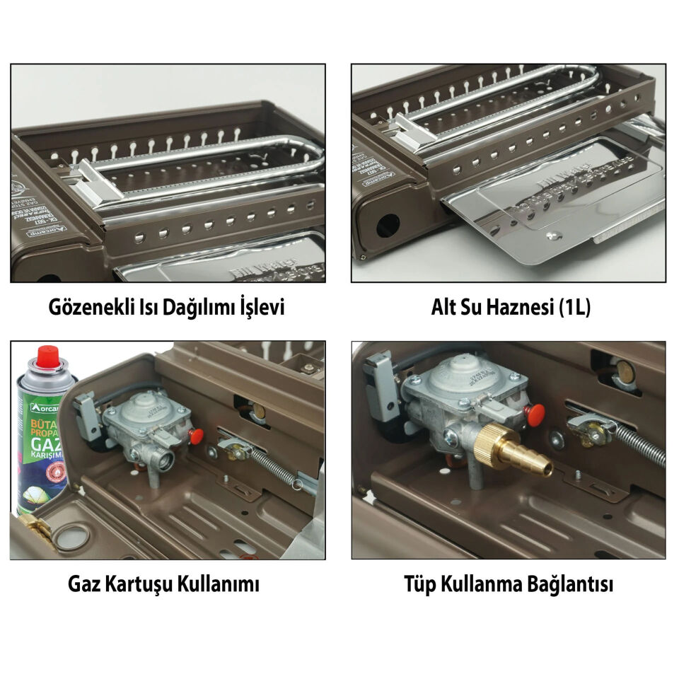 Dumansız Portatif Izgara Ocak - Orcamp - Bej (CK-507)