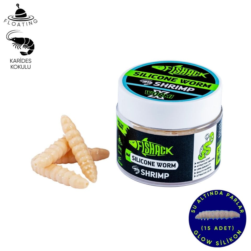 Yüzen Silikon Kurt - Glow Alabalık Yemi - 37mm - Karides Kokulu - Ekmek İçi