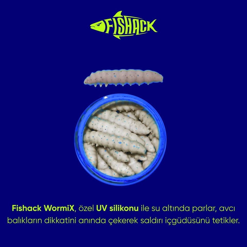 Yüzen Silikon Kurt - Glow Alabalık Yemi - 37mm - Karides Kokulu - Ekmek İçi