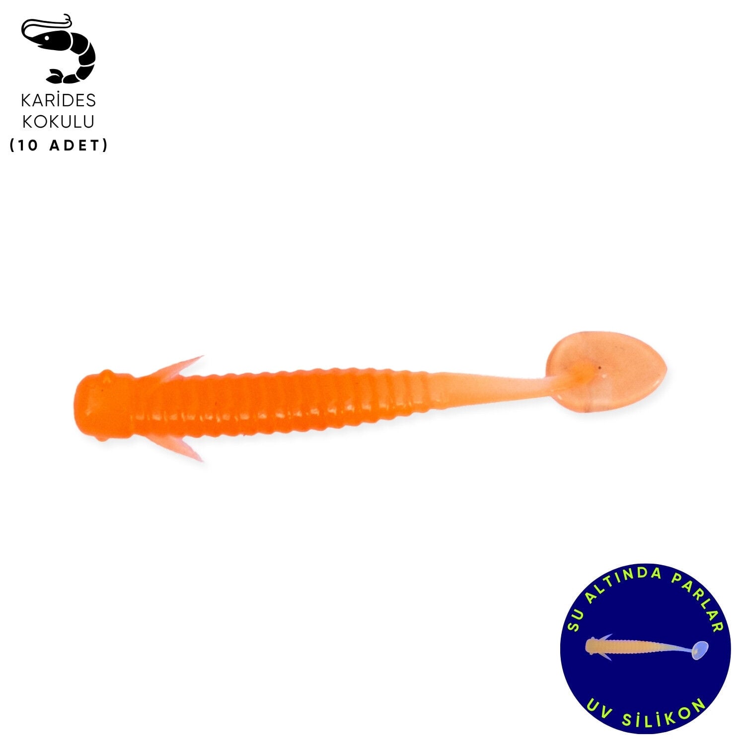 Silikon Kurt Yem - 1g 50mm - Fishack Wormix - 10 Adet - Orange