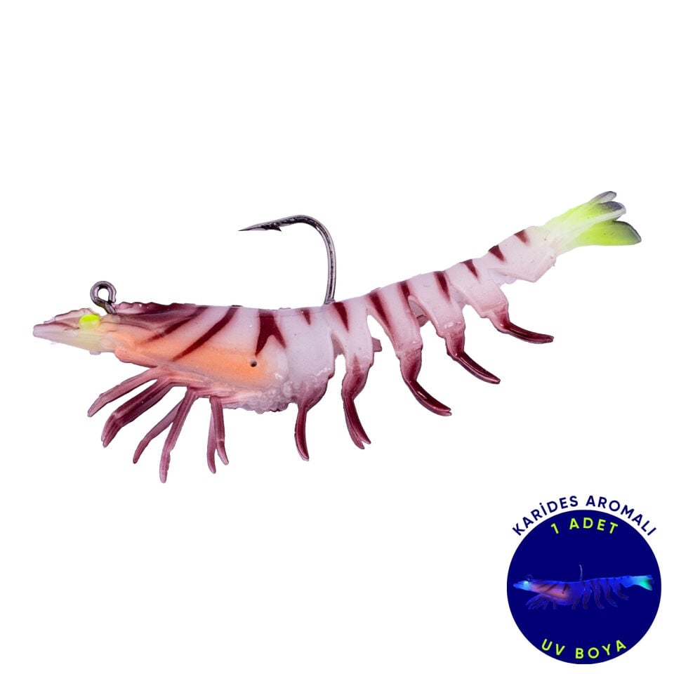 Silikon Karides Yem - 7g 75mm - Fishack Krillax - UV Boyalı - Ghost Shrimp