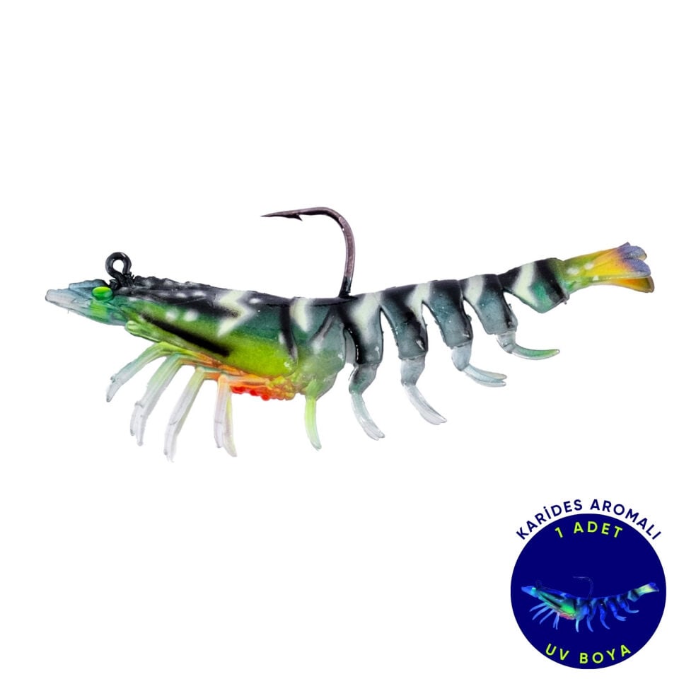 Silikon Karides Yem - 7g 75mm - Fishack Krillax - UV Boyalı - Neon Shrimp
