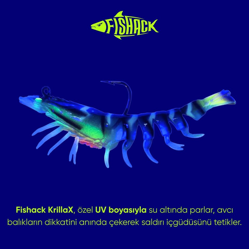 Silikon Karides Yem - 7g 75mm - Fishack Krillax - UV Boyalı - Neon Shrimp