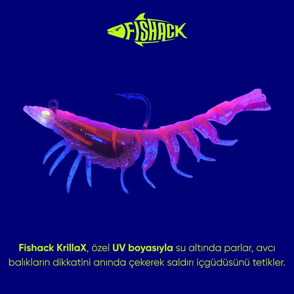 Silikon Karides Yem - 7g 75mm - Fishack Krillax - UV Boyalı - Candy Shrimp
