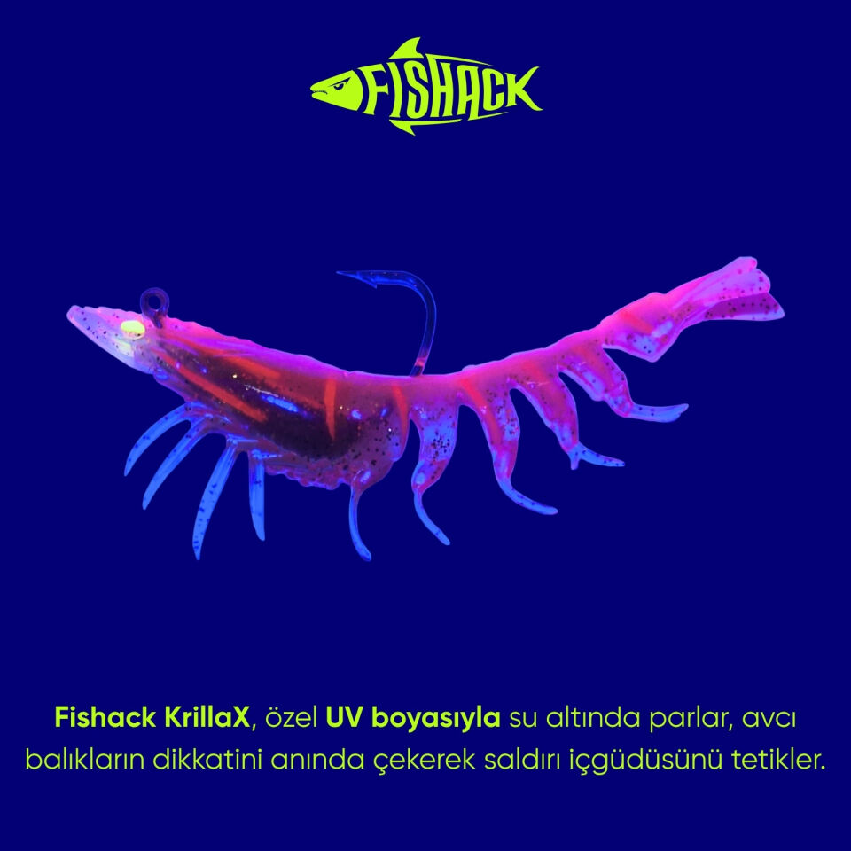 Silikon Karides Yem - 7g 75mm - Fishack Krillax - UV Boyalı - Candy Shrimp