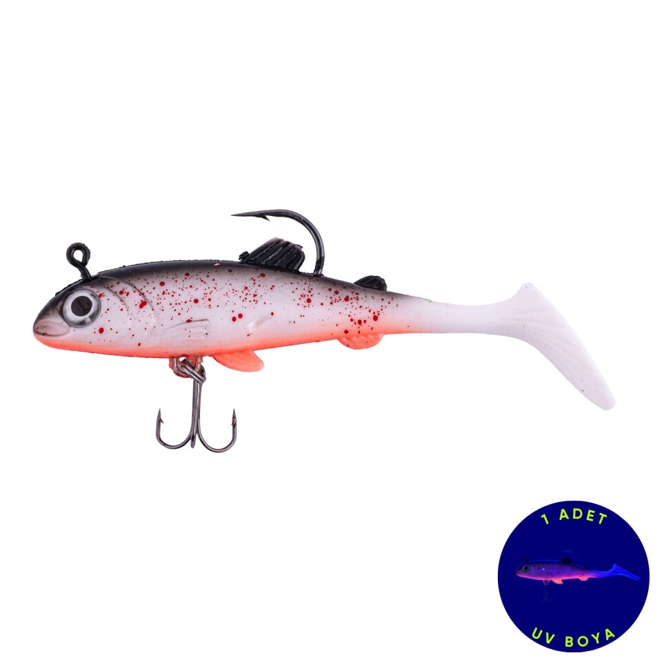 Silikon Balık - 15g 100mm - Üçlü İğneli - Fishack - UV Boyalı - Ember