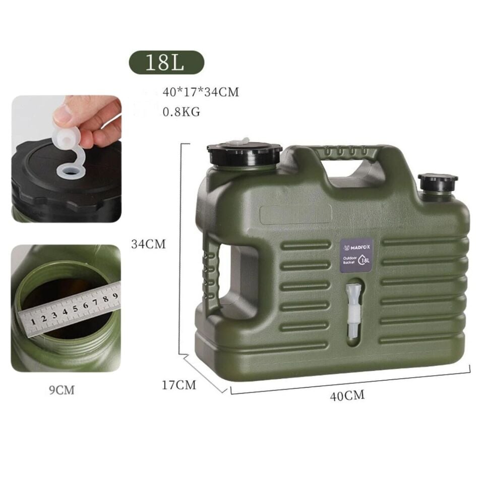 Musluklu Su Bidonu - Madfox Galon Air PE - 18 Litre - Yeşil - 547309
