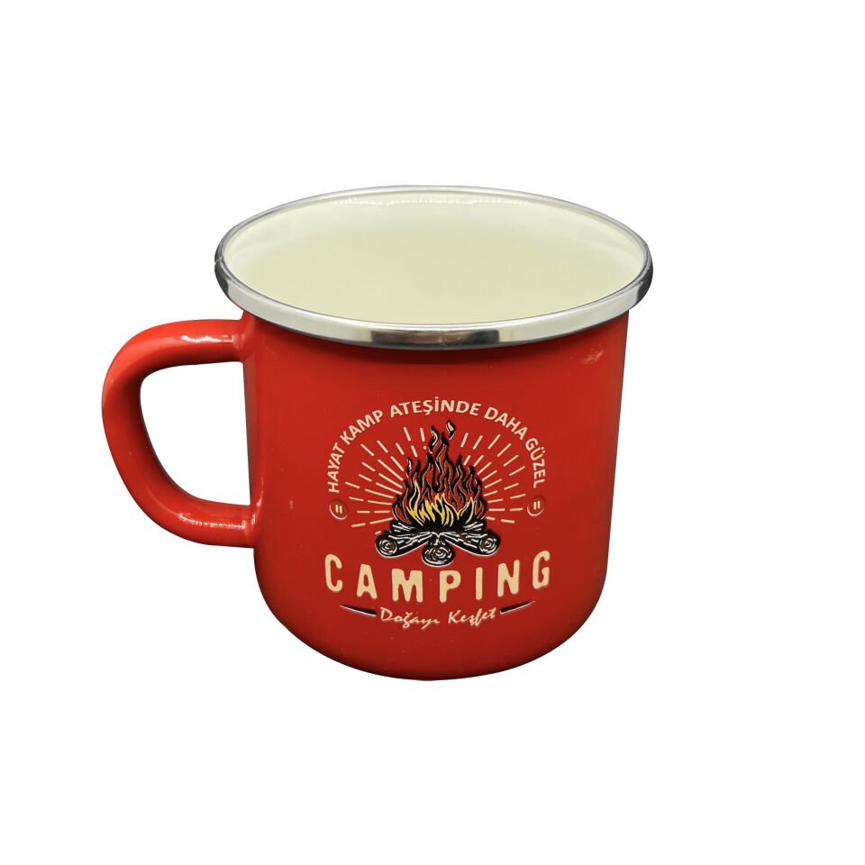 Orcamp Retro Emaye Kupa Bardak Adventure Kırmızı (OUT-1900)