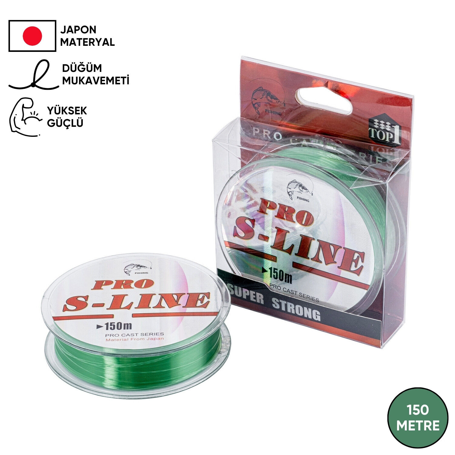 Yeşil Olta Misinası - Japon Materyal - 150 Metre - Pro S-Line - 0,50mm