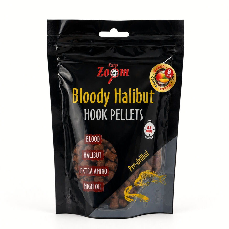Sazan İğne Yemi -Bloody Halibut Hook Pellets -Mango Aromalı -CZ4962 -8 mm-150 gr