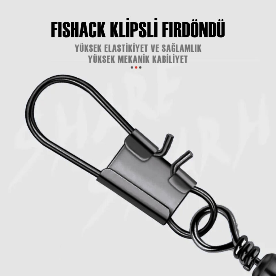 Fishack Paslanmaz Klipsli Fırdöndü Füme No: 4 12'li