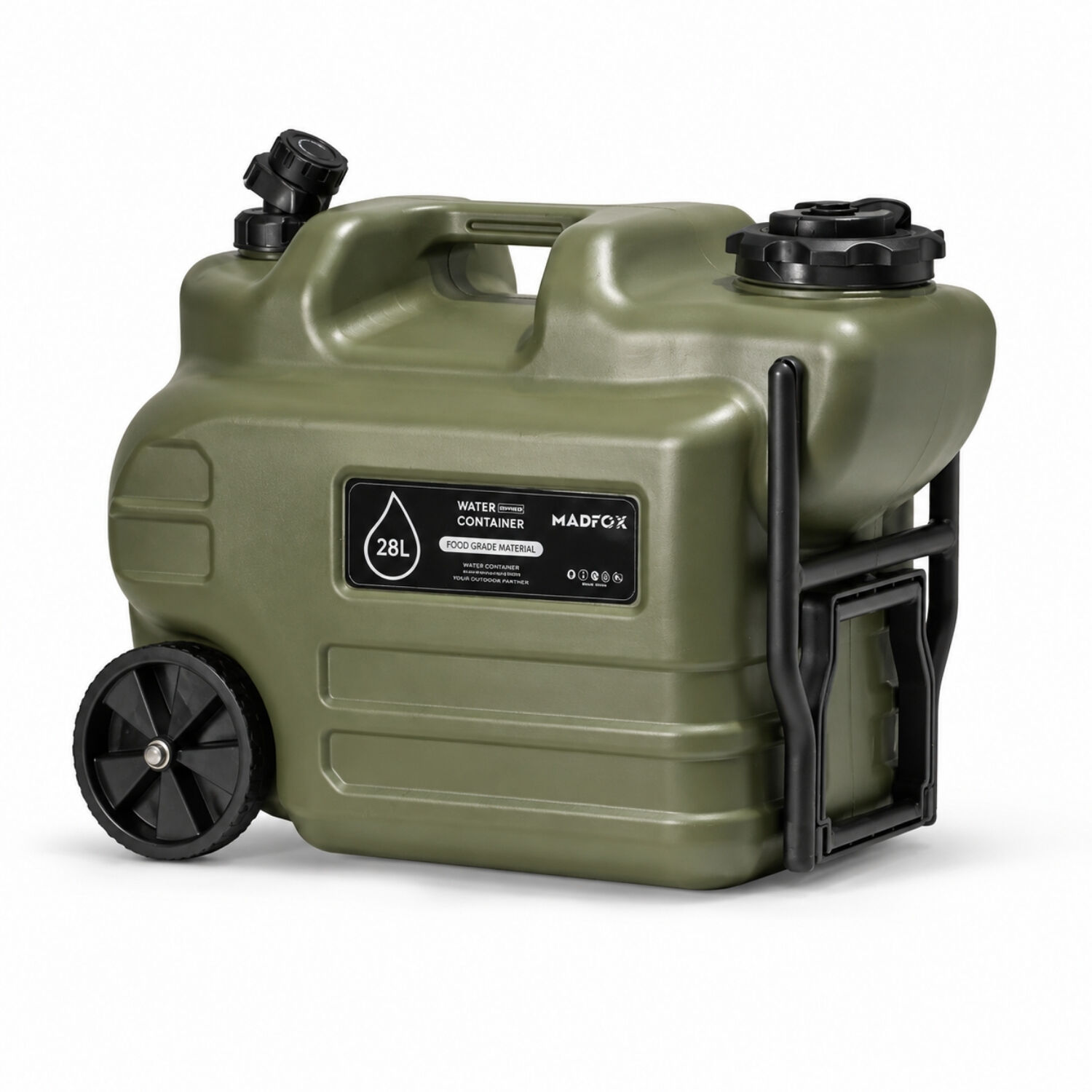 Tekerlekli Musluklu Su Bidonu - Madfox Galon Air PE - 28 Litre - Yeşil - 387060