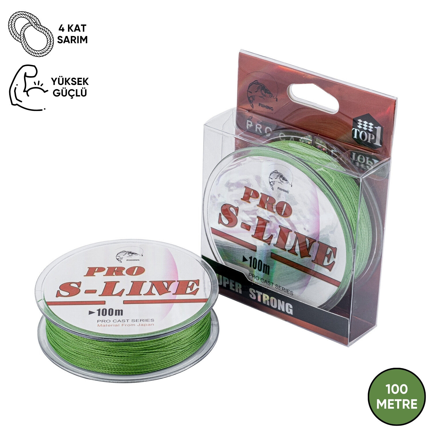 İp Örgü Misina - 4 Kat - Pro S-Line - 100mt - 0.25mm - 11,35kg Çeker