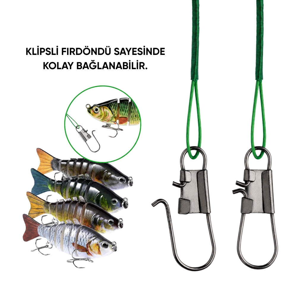 Klipsli Fırdöndülü Çelik Tel 6'lı - Fishack