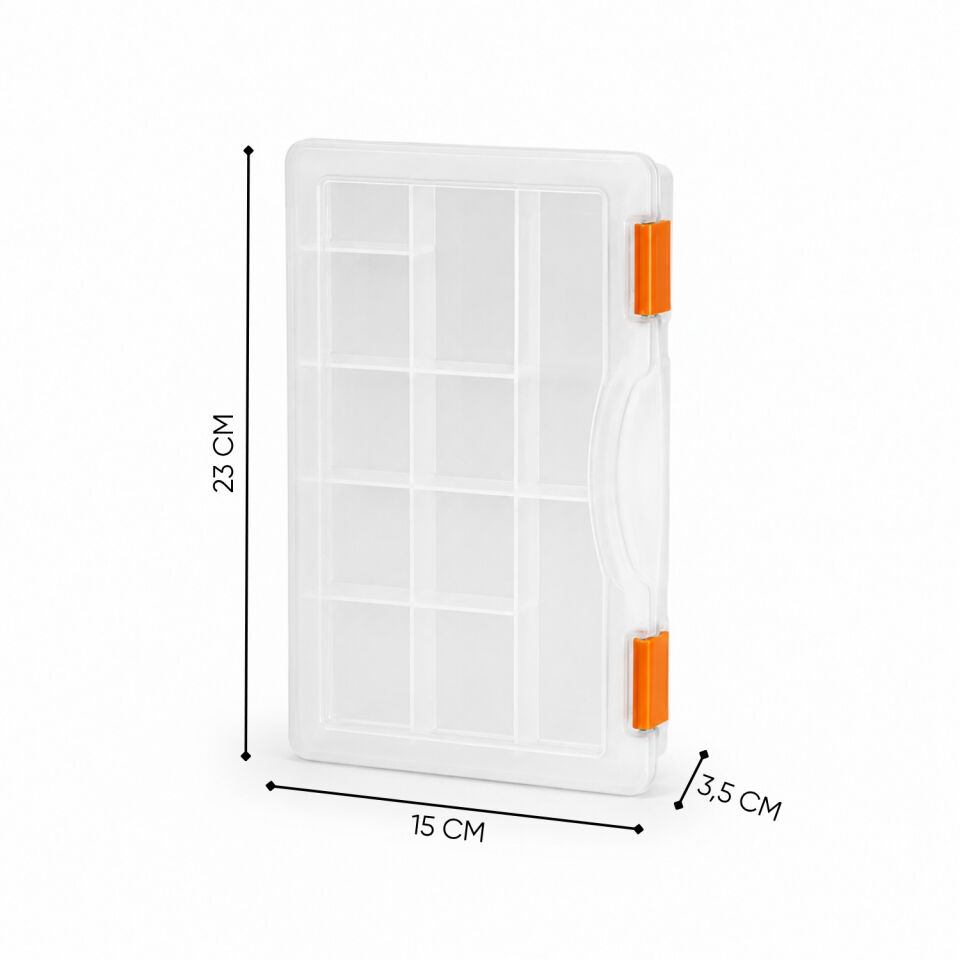 Organizer Kutu - Şeffaf Malzeme Kutusu - 12 Bölmeli 9'' - (ASR-2063)