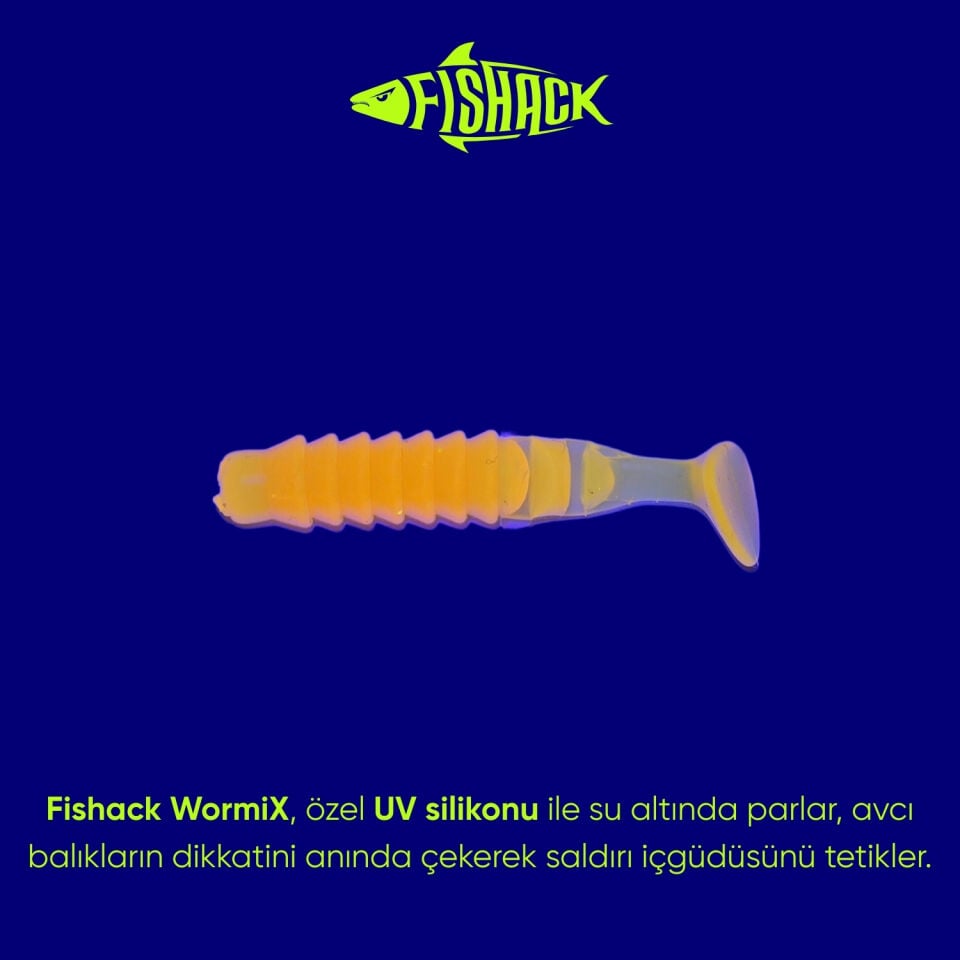 Silikon Kurt Yem - 1,5g 45mm - Fishack - 10 Adet - UV Sillikon - Turuncu